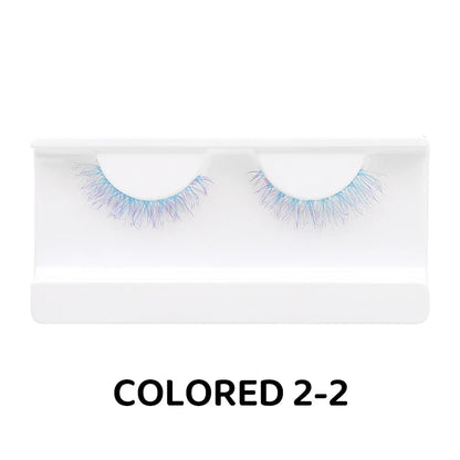 Colorful Halloween False Eyelashes – Blue, Red & Pink Cosplay Fake Lash Extensions for Makeup Looks