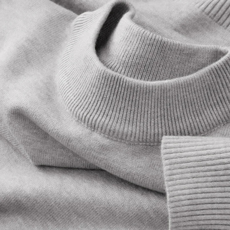 Men's Autumn Mock Turtleneck Sweater - Lightweight Warm Long Sleeve Knitted Casual Streetwear Pullover Top