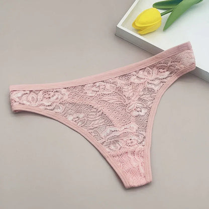 Moonflame 5Pcs Lace Thong Underwear Set - Women’s T-Back G-String Lingerie with Transparent Sexy Panties