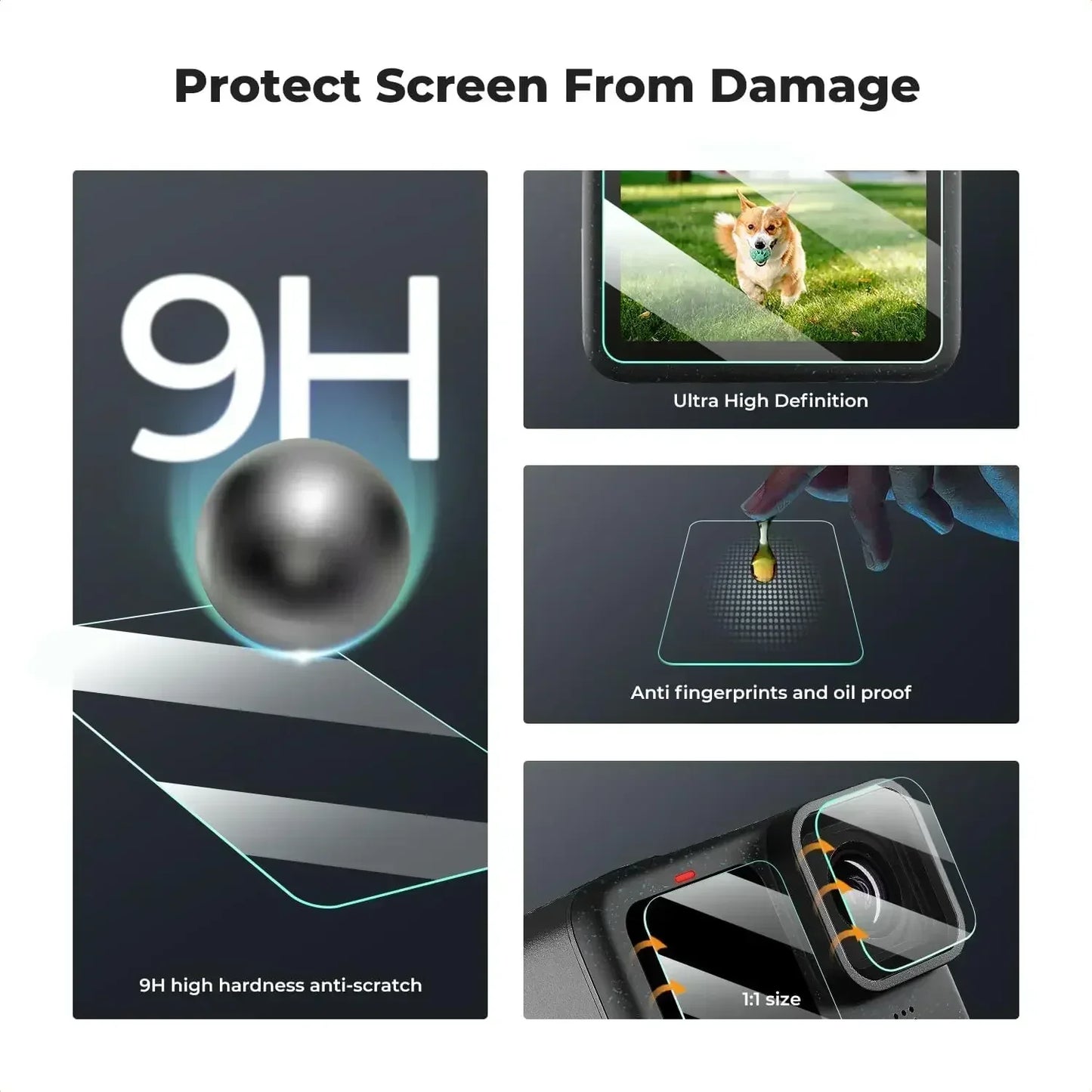 LCD Screen Protector for GoPro Hero 9–13 – HD Clear Tempered Glass Lens Film, Camera Accessories