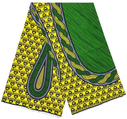 Cotton Batik Ankara Fabric - 100% African Wax Print Bronzing Golden Fabric 6 Yards for Dresses & Crafts