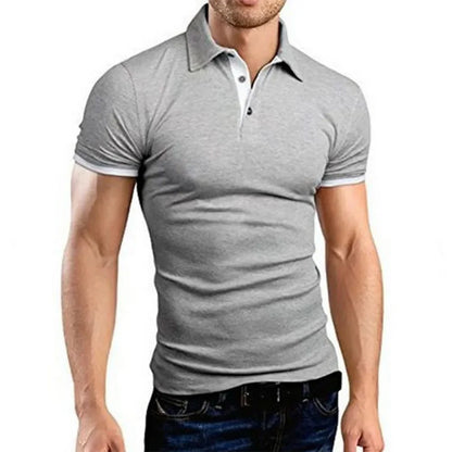 Men's Color Block Polo Shirt - Casual Slim Fit England Style Short Sleeve Streetwear Polo