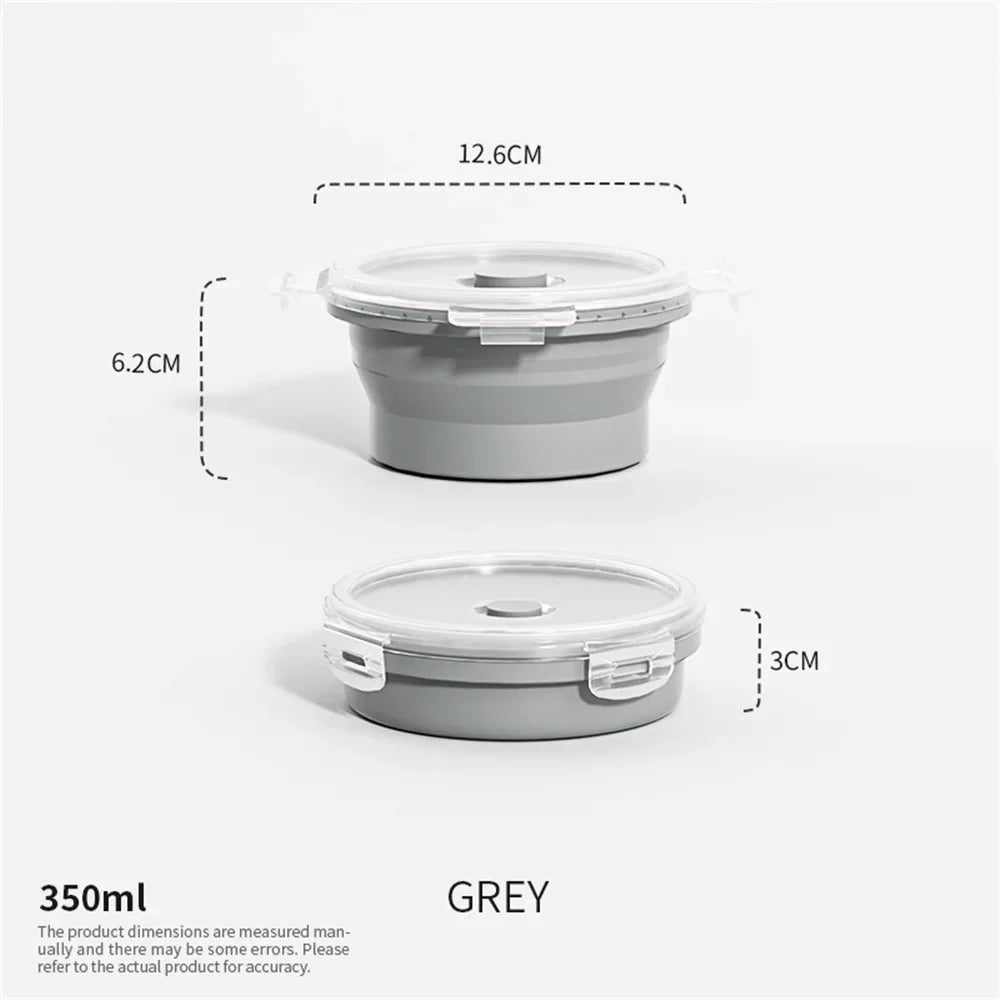 Collapsible Silicone Food Storage Container - Portable Lunch Box with Lid for Microwave & Freezer Use