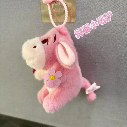Eeyore Donkey Plush Keychain - Cute Pink Flower Kawaii Backpack Pendant & Valentine Gift for Girls