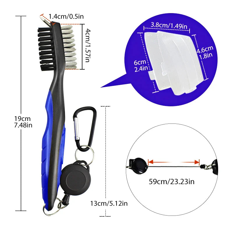 Golf Club Cleaning Brush with Cover – Retractable Carabiner Cleaner, 8 Styles for Outdoor Sports Accessories