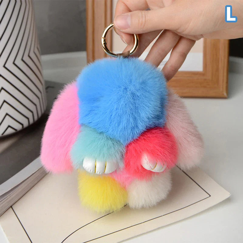 15cm Rabbit Fur Keychain – Fluffy Bunny Pendant for Women’s Bags, Car Keys & Decorative Accessories Gift
