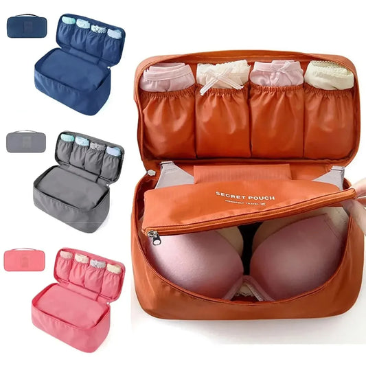 Portable Travel Organizer Bag - Multi-Function Bra Underwear Storage Case and Cosmetic Toiletry Pouch for Outdoor Trips