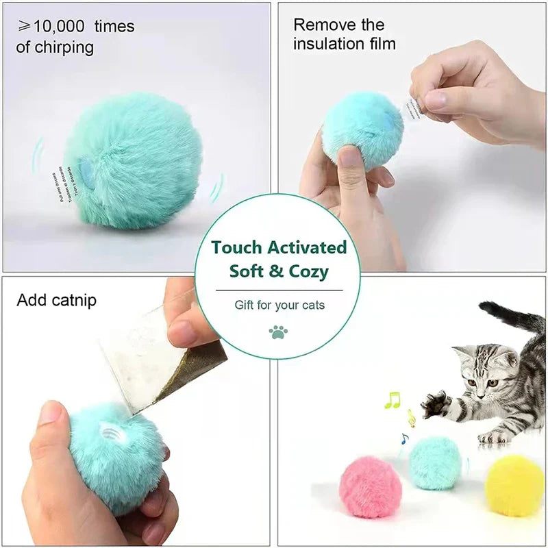 Interactive Smart Cat Toy Ball – Plush Electric Catnip Squeak Training Toy for Kittens