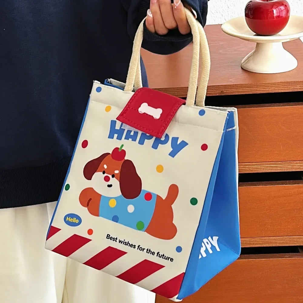 Cute Bento Lunch Bag – Large Capacity Insulated Tote for Office Workers, Students, and Fresh-Keeping Meals