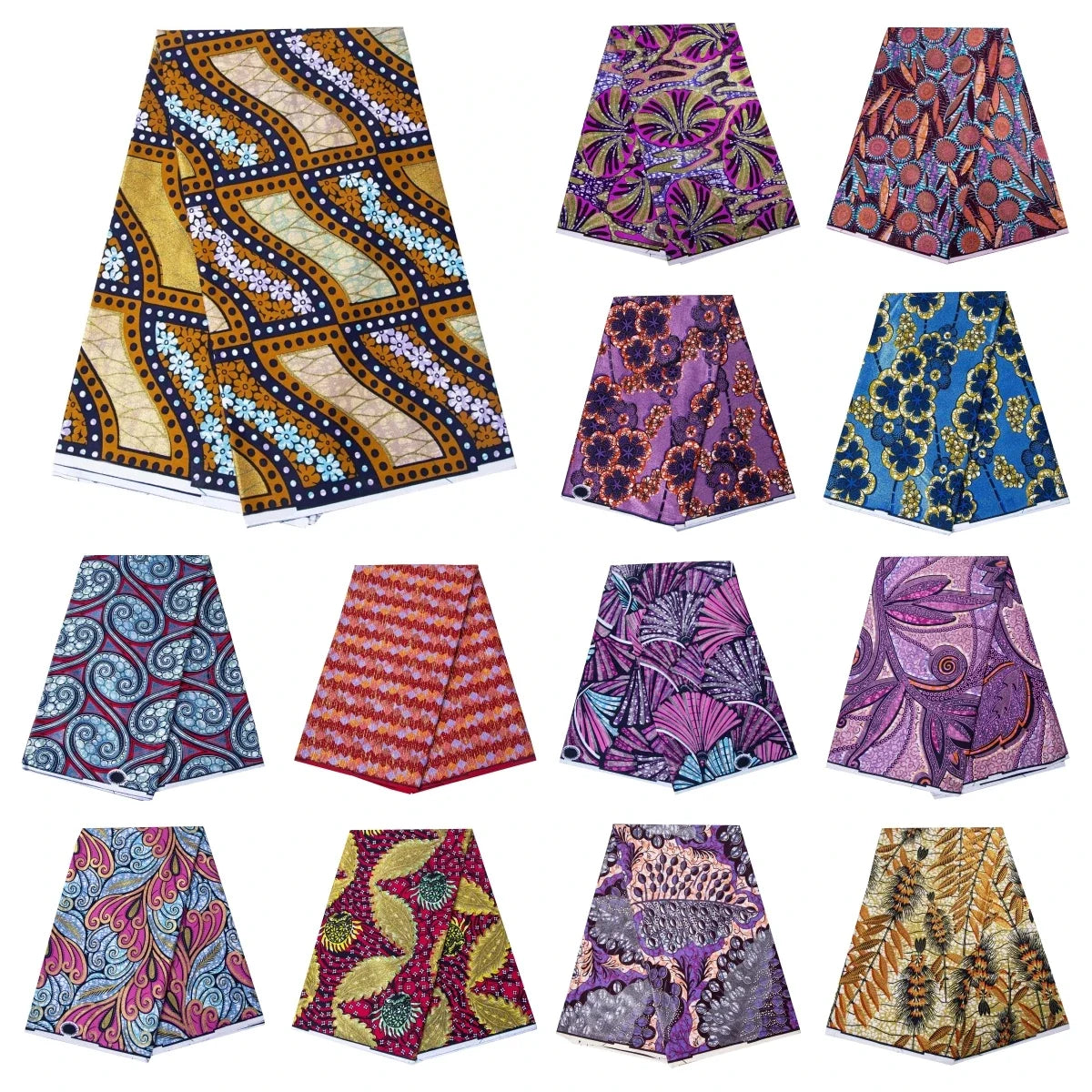 Shine African Ankara Wax Fabric - 6 Yards 100% Cotton Hot Stamping Print for Party Dresses, Sewing & Crafts
