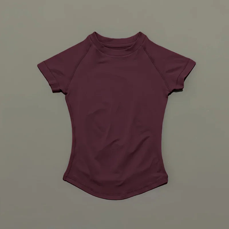 HISTELLO Women’s Sports T-Shirt - Short Sleeve Gym Yoga Workout Top for Running & Fitness Activewear