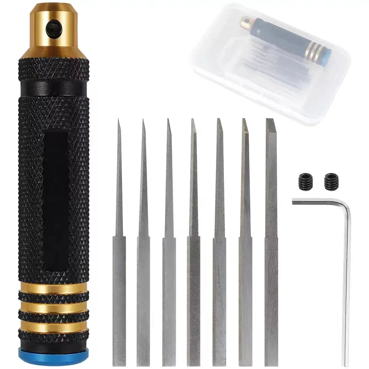 Model Chisel Set with 7 Blades – Gundam Resin Carving, Hobby Scribe & Cutting Tool for RC Car and Drone Repair