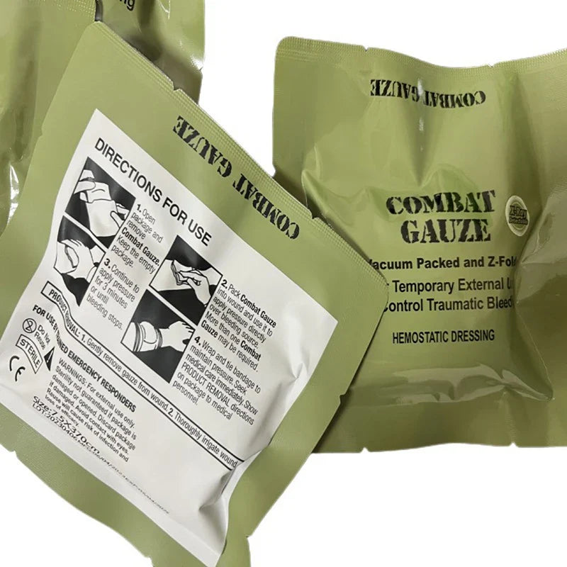 Kaolin Gauze Z-Fold Hemostatic Dressing – Combat Emergency Wound Care for IFAK, Tactical & Military First Aid Kits