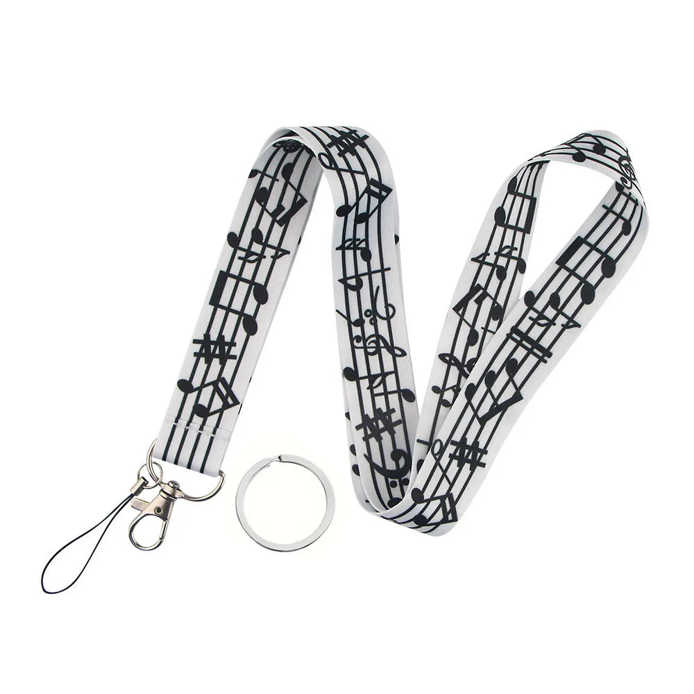 Musical Notes Lanyard - Neck Strap for Keys, ID Cards, Phone & Key Ring Accessories