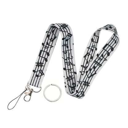 Musical Notes Lanyard - Neck Strap for Keys, ID Cards, Phone & Key Ring Accessories