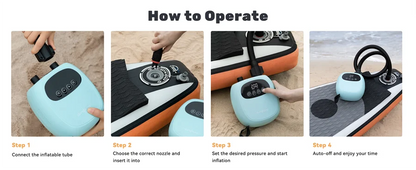 SUP Inflatable Pump — Rechargeable 20PSI Pump for PVC Kayaks, Kite Wings & Stand Up Paddle Boards