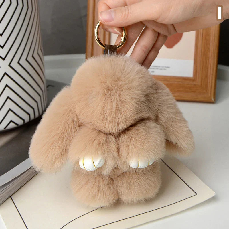 15cm Rabbit Fur Keychain – Fluffy Bunny Pendant for Women’s Bags, Car Keys & Decorative Accessories Gift