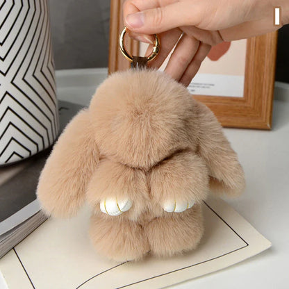15cm Rabbit Fur Keychain – Fluffy Bunny Pendant for Women’s Bags, Car Keys & Decorative Accessories Gift