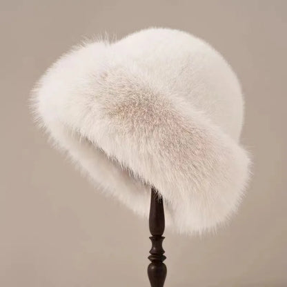 2024 New Women's Fashion Fur Cap - Brimless Plush Mongolian Hat for Autumn and Winter, Fluffy Warm Skiing and Riding Accessories