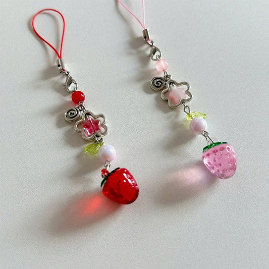 Cute Strawberry Keychain Charm - Lightweight Fruit Phone Lanyard & Aesthetic Bag Chain Accessory for Girls