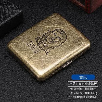 Retro Metal Cigarette Case - 20-Piece Capacity Vintage Bronze Tobacco Storage Holder