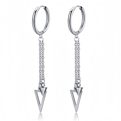 Long Hanging Cross & Leaf Hoop Earrings – Vintage Stainless Steel Hip Hop Unisex Jewelry Accessories