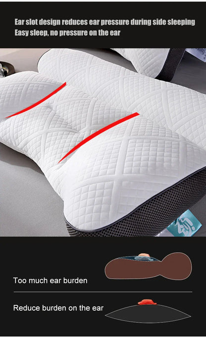 Sleep Neck Care Pillow – Zoning Design Low Pillow for Adults, Washable Knitted Pillow Core for Home & Hotel Use