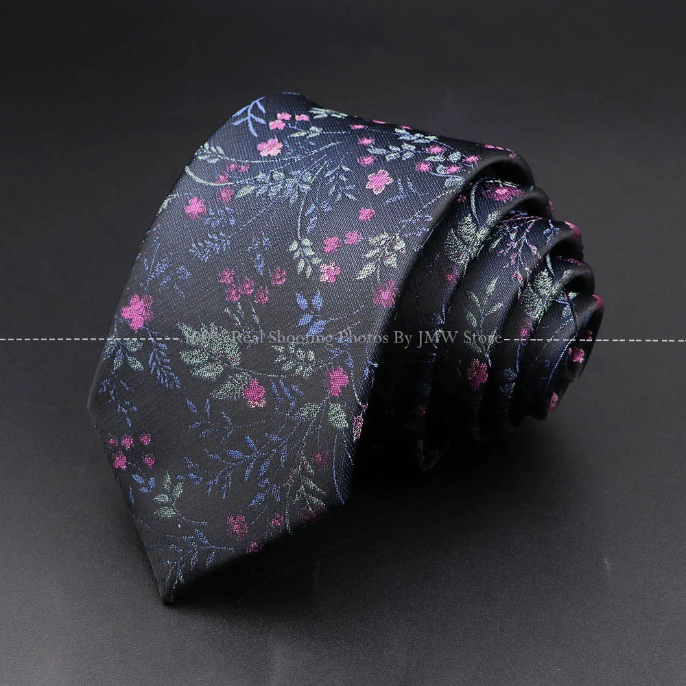 Men’s Wedding Floral Necktie - Wave Fireworks Meteor Flower Design Tie for Groom, Business & Formal Accessories Gift