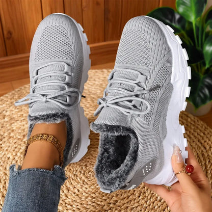 Women’s Winter Warm Sneakers – Non Slip Cold Weather Outdoor Walking Sports Shoes