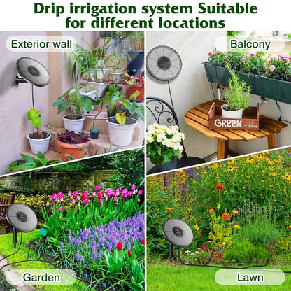Solar Drip Irrigation System Kit – Automatic DIY Garden Watering Timer with Display Screen for Plants & Travel Use