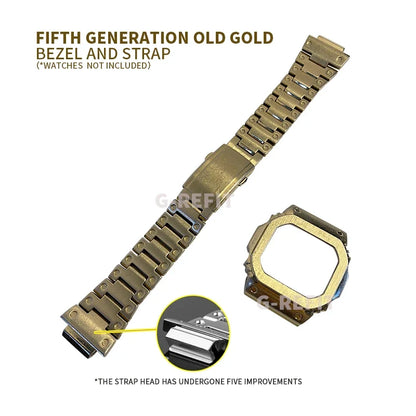 G-Refit V6.0 DW5600 Metal Bezel Kit - Stainless Steel Watch Band Strap & Case Accessories with Tools for GWB5600/GWM5610