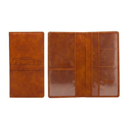Leather Car Registration & Insurance Holder – Men's Driving License Cover, Auto Documents & Credit Card Storage Bag