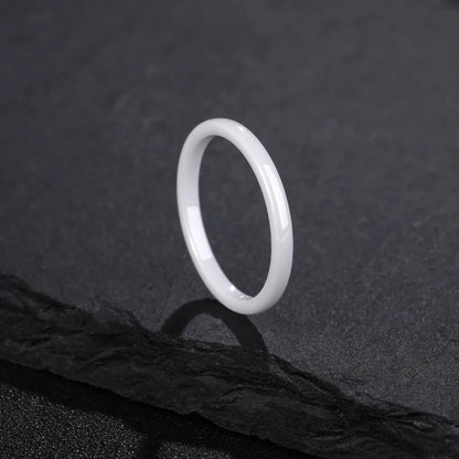 Kolmnsta White Ceramic Rings – 2mm, 4mm, 6mm Polished Anti-Allergy Wedding & Engagement Bands for Men & Women
