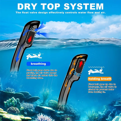 Tempered Glass Diving Mask & Snorkel Set - Panoramic Adult Scuba & Swimming Snorkeling Gear