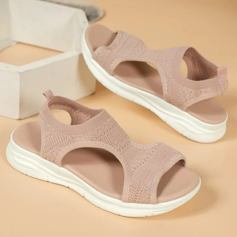 2025 Summer Women’s Casual Sports Sandals – Comfortable Mesh Wedge Beach & Roman Sandals