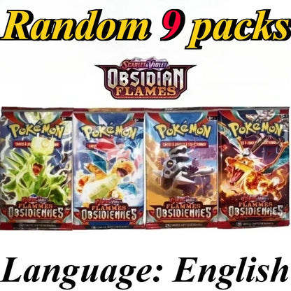 9 Pack Pokémon Trading Cards Set - English Booster Packs with Bright Stars, Prismatic Evolutions and Paldean Fates Gift Collection