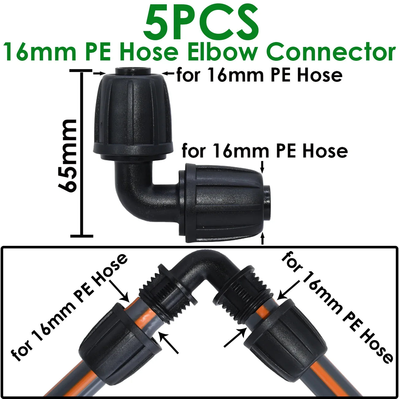 KESLA 5PCS 16mm 1/2'' PE Pipe Connector Splitter Tee for Effortless Drip Irrigation - Adapts to 4/7mm & 3/5mm Garden Hose