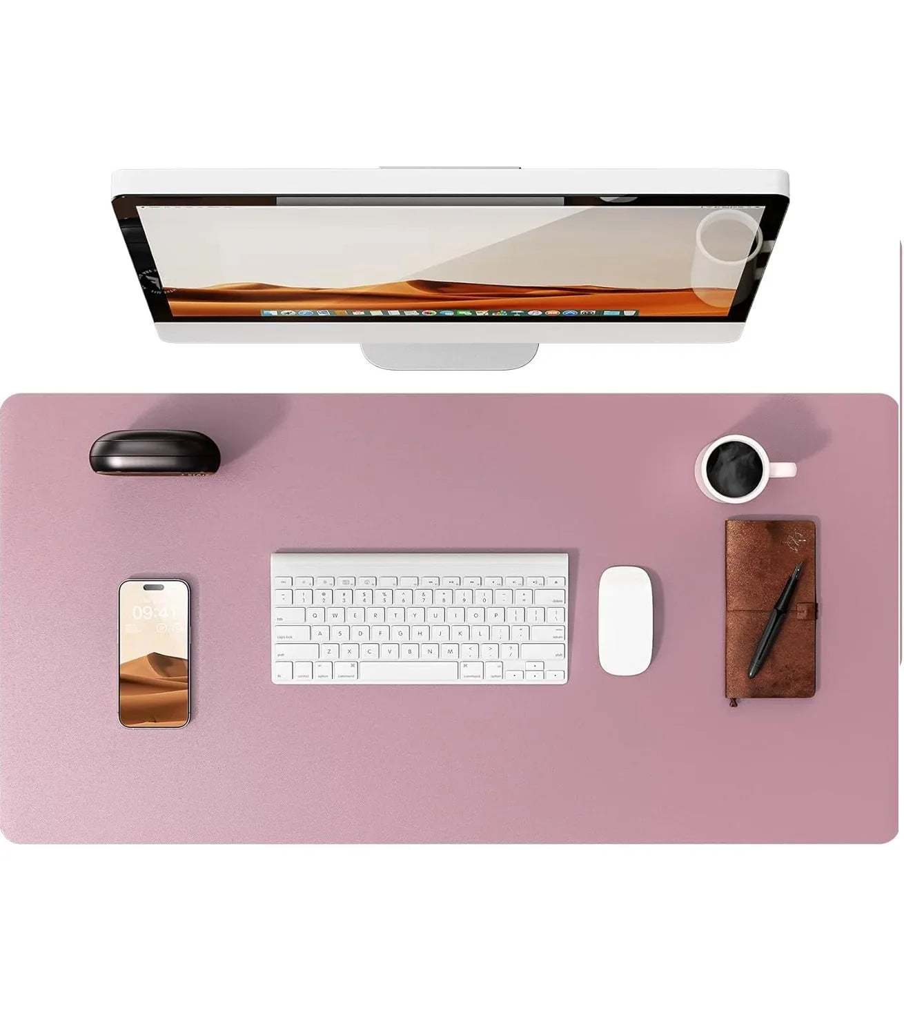 Large Leather Mouse Pad Desk Mat - Non-Slip PU Leather Office Desk Protector for Laptop & Workspace Setup