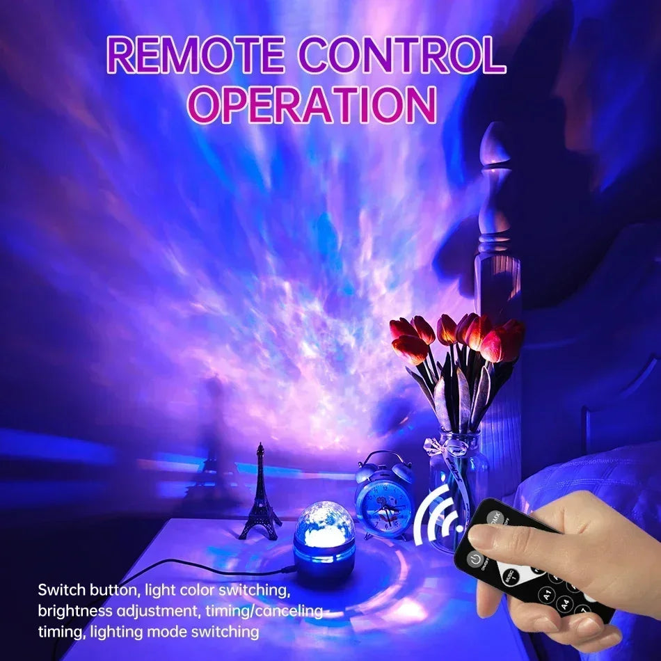 RGB Galaxy Star Projector - USB Powered Remote Control Night Light Lamp for Birthday Gifts Party Room Decor