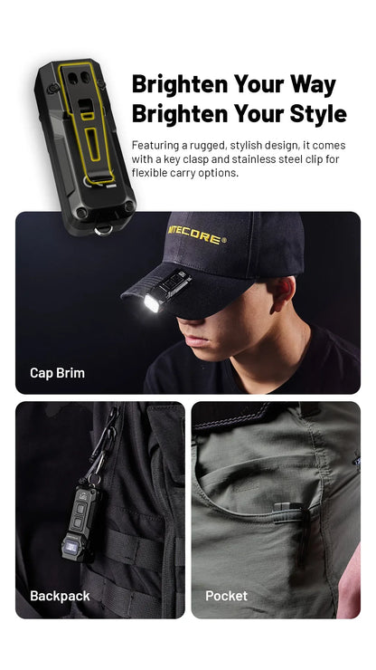 NITECORE TUP2 Mini EDC Keychain Flashlight – USB-C Rechargeable 1200 Lumen for Camping