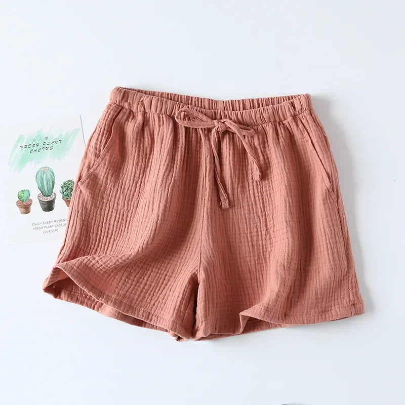 2026 Women's Cotton Crepe Summer Shorts - Loose Fit Plus Size Beach Lounge Pants