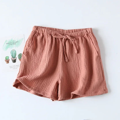 2026 Women's Cotton Crepe Summer Shorts - Loose Fit Plus Size Beach Lounge Pants