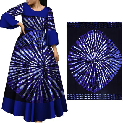 African Cotton Ankara Fabric - Nigerian Batik Blue Dress Material 3/6 Yards