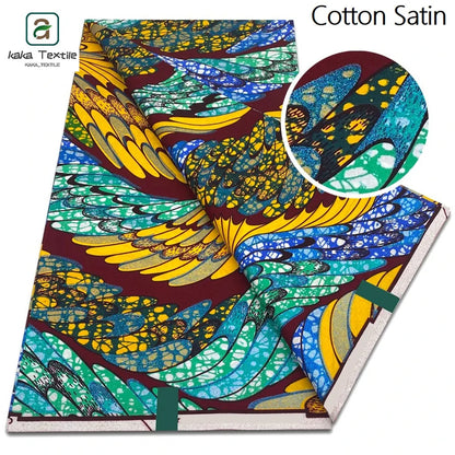 New Grand African Wax Fabric - 6 Yards Cotton Ankara Batik Pagne with Golden Shine Finish for Dresses & Sewing