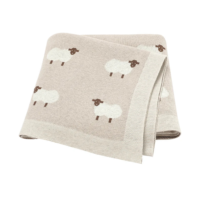 Baby Cotton Knitted Blanket 90x70cm – Newborn Swaddle Wrap for Boys & Girls, Stroller & Nursery Cuddle Quilt