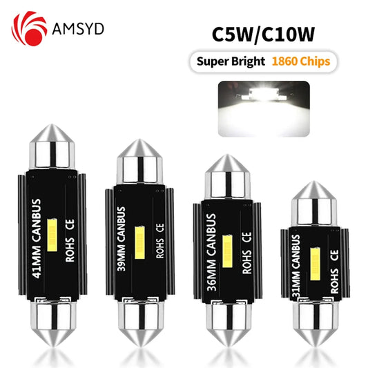 10-Pack C5W LED Festoon Bulbs - Canbus CSP Interior Dome, Reading & Signal Lights (31mm-41mm)