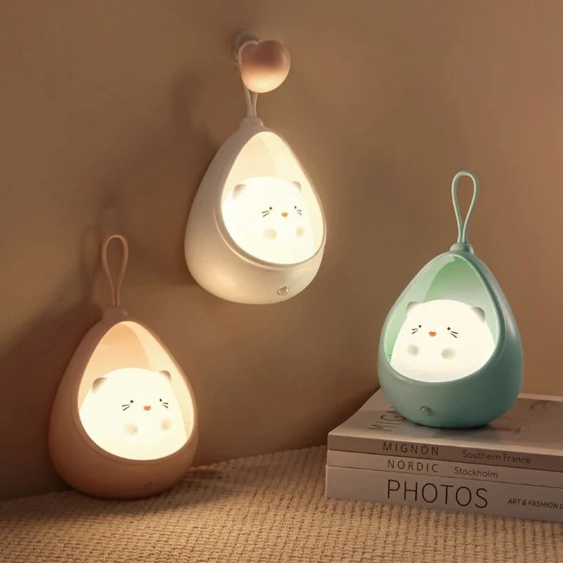 LED Night Light with Human Sensor – USB Rechargeable Sleep Lamp for Bedroom, Bedside, Corridor & Desktop Decoration