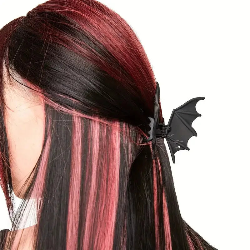 Gothic Bat Hair Clip - Matte Black Punk Halloween Hairpin for Women