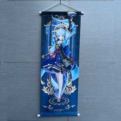 Hot Game Impact Scroll Canvas – Cartoon Heroes Wall Hanging Poster for Cosplay, Halloween, Xmas Decor & Gifts