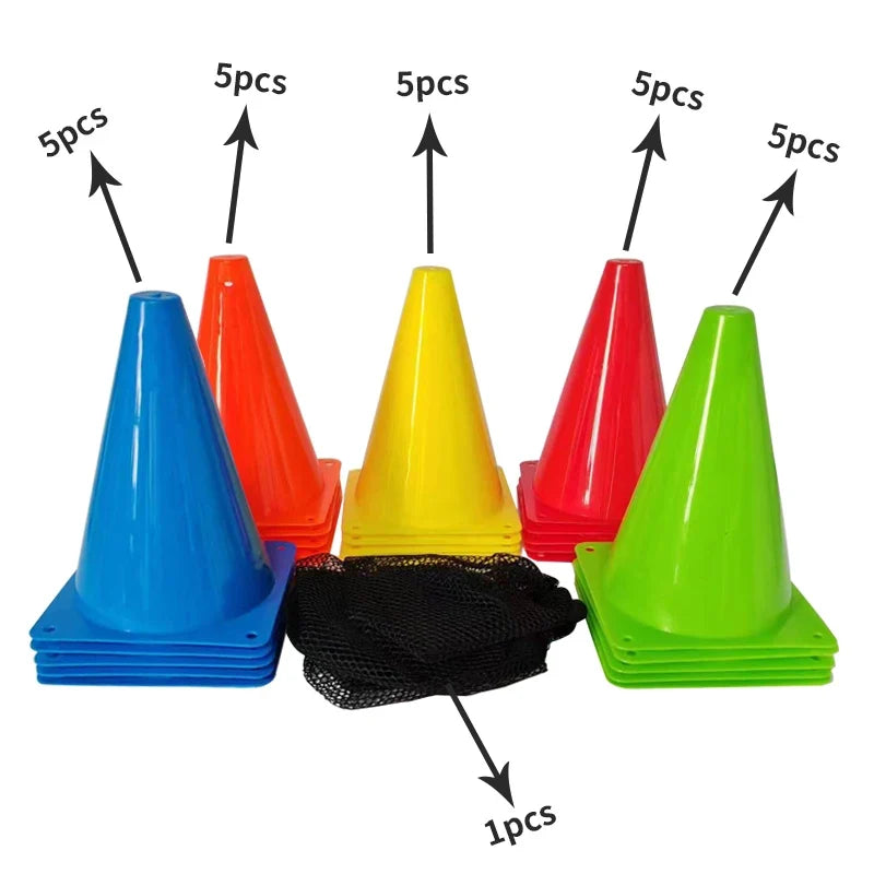 25PCS Colorful Marker Cones - Soccer Football Agility Training Equipment for Sports Practice & Games